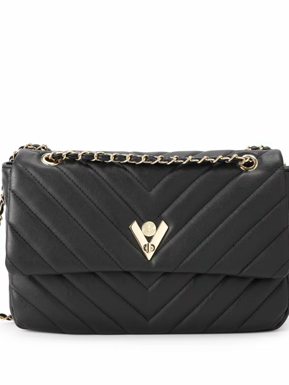 Valentino Black Quilted Shoulder Bag with Gunmetal and Black Chain